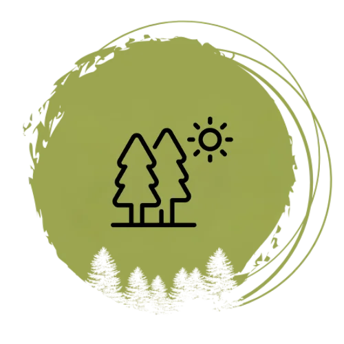 Icon mit stilisierten Bäumen – Symbol für Natur und Waldbaden